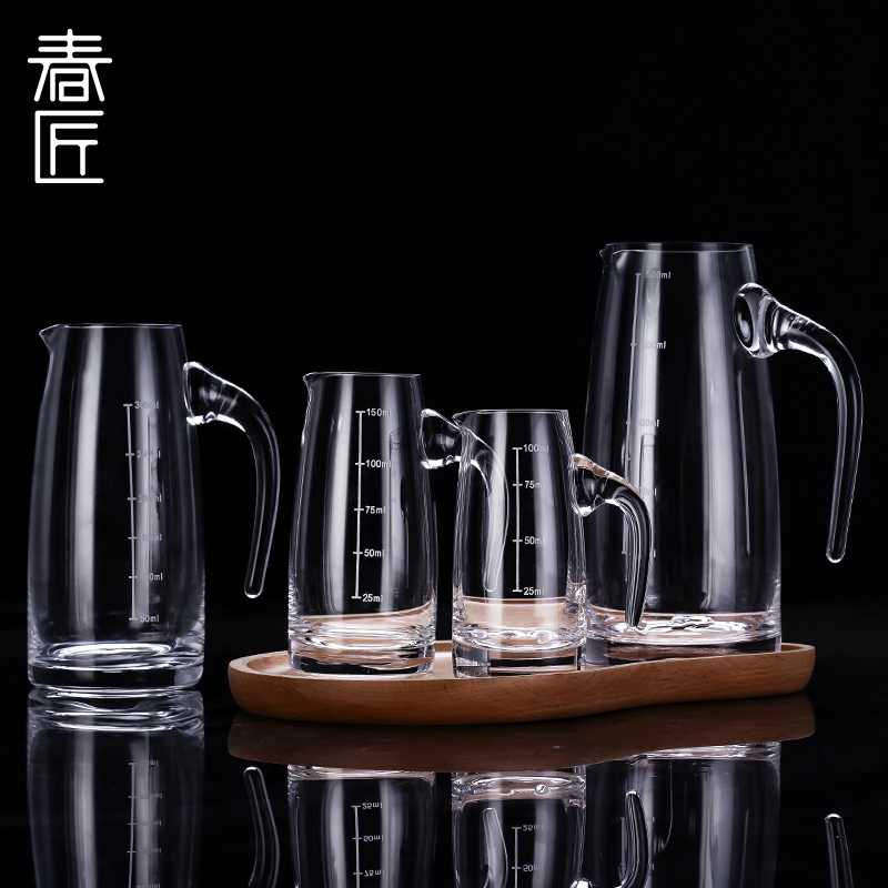 家用水晶玻璃分酒器刻度把手