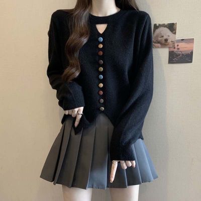 大码安可拉红色镂空针织衫女