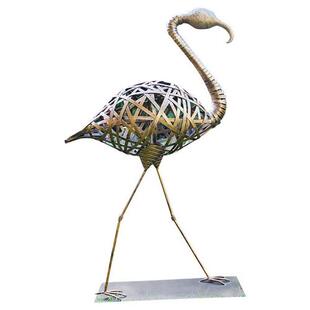 不锈钢火烈鸟鹤雕塑酒店门庭水景装饰摆件售楼部园林绿地景观雕塑