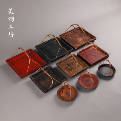 美物工坊老木板点心盘实木茶点盘诧寂破旧茶具收纳盘民宿道具茶室
