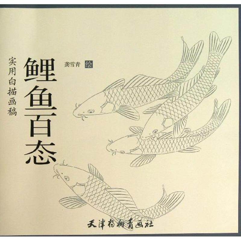 【正版书】 实用白描画稿 鲤鱼百态 龚雪青 绘 天津杨柳青出版社