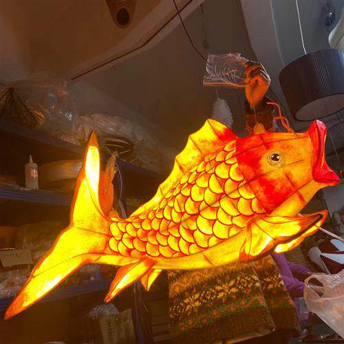 彩色鲤鱼型新中式工程灯火锅店茶楼售楼部酒店大堂大厅包间吊灯