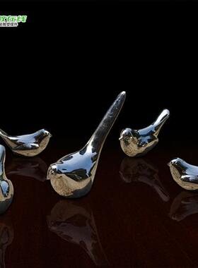 不锈钢精密铸造镜面鸽子小鸟摆件抽象写实动物软装配件艺雕塑