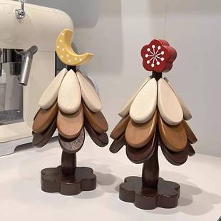幸运树餐垫隔热垫防烫实木创意家用餐桌杯垫锅垫碗垫耐高温高级感
