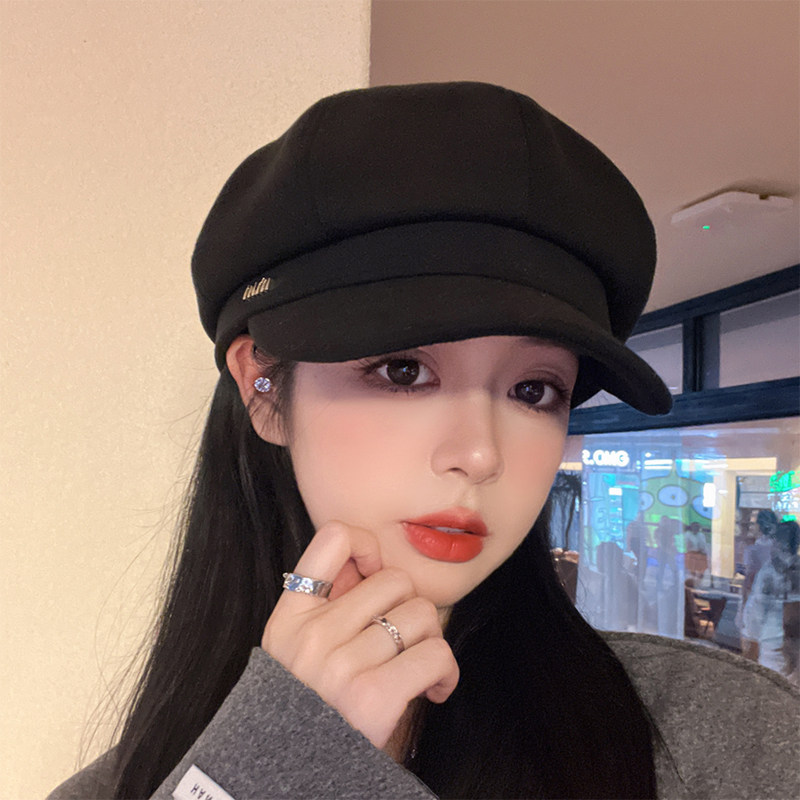 显脸小黑色八角帽子女2025新款韩版潮秋冬季百搭画家帽鸭舌贝雷帽,服饰配件/皮带/帽子/围巾,帽子,淘宝优惠券,粉丝福利购,淘宝优惠卷