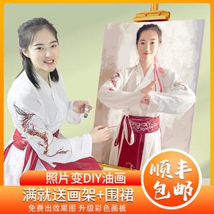 数字油画diy照片定制人物定做填色人像自手绘手工减压填充油彩画