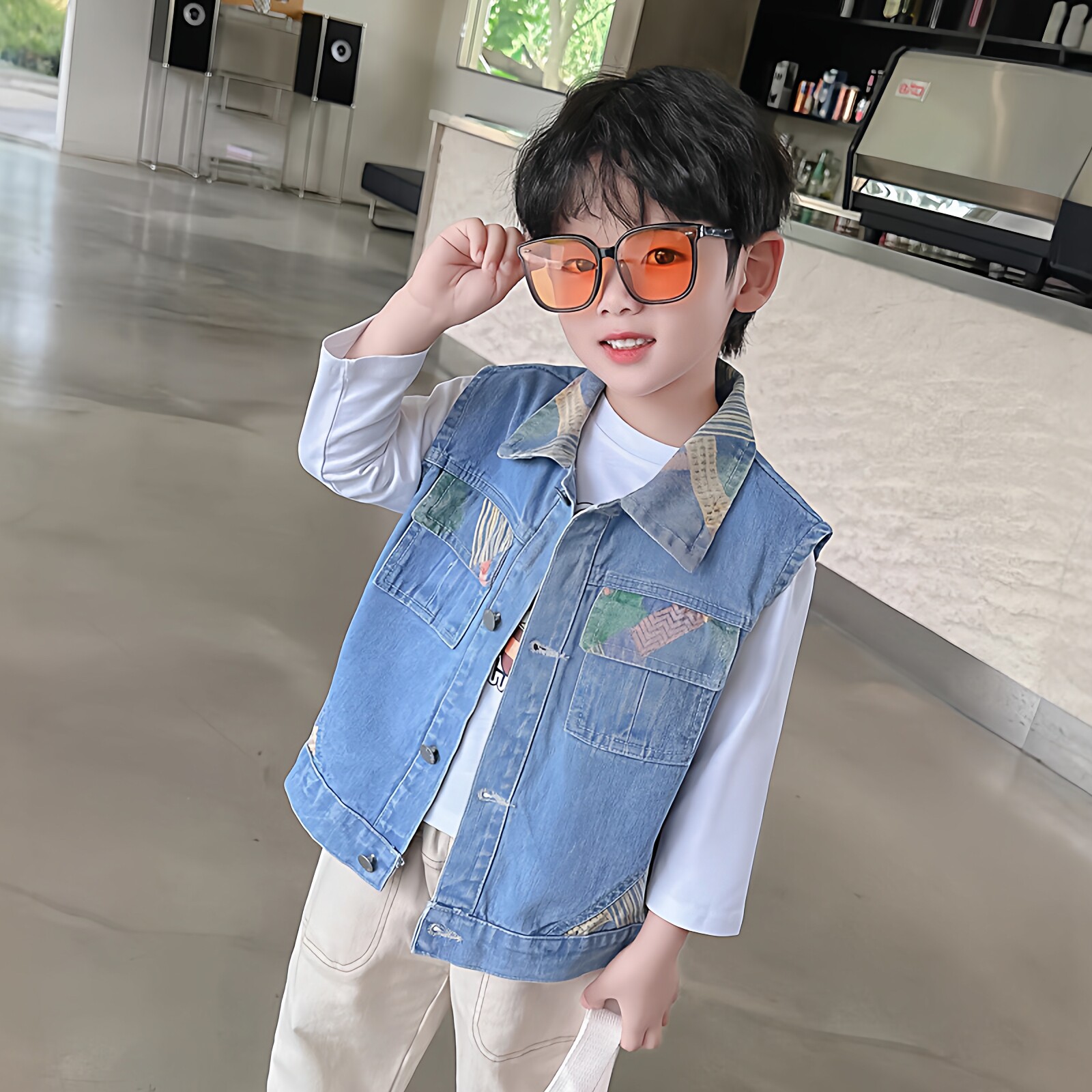 男童牛仔马甲春秋季2026新款儿童帅气马夹宝宝背心外穿男孩坎肩潮