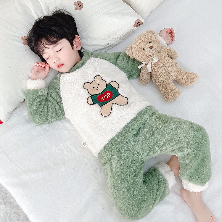 男童秋冬新款保暖家居两件套睡衣