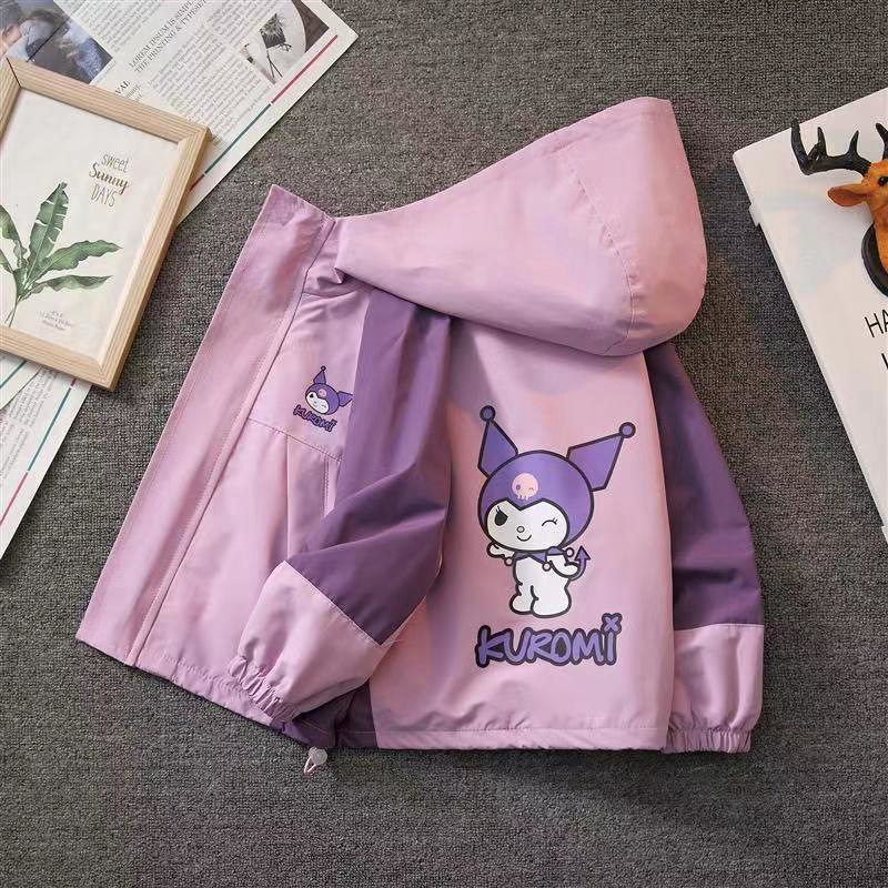 女童库洛米连帽冲锋衣秋冬装中大童夹棉加厚防风保暖洋气时尚外套