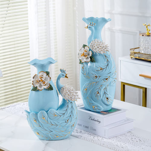 现代欧式家居饰品孔雀插花器瓶摆件客厅酒柜电视柜玄关创意摆设品 - 封面