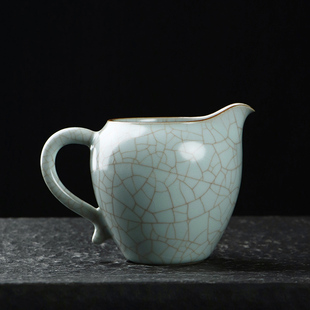 清沐堂主汝窑公道杯开片可养陶瓷茶具配件分茶器功夫茶海匀杯高档