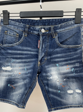 3004夏季D2立体裁剪短裤男 时尚刺绣花 微弹百搭修身五分短裤男