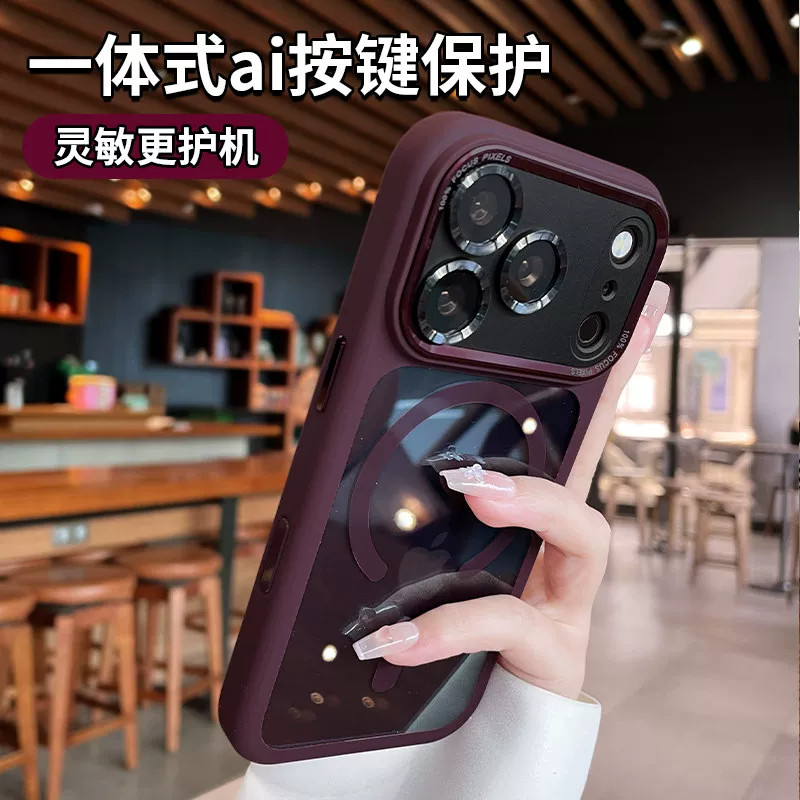 适用苹果18promax手机壳新款樱桃色iPhone17pro镜头全包防摔保护套16pm透明ip15磁吸14高级感13男女超薄外壳p
