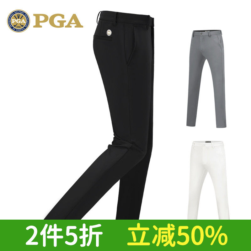 美国PGA 高尔夫服装男装秋冬男装长裤加厚高弹修身运动球裤服装