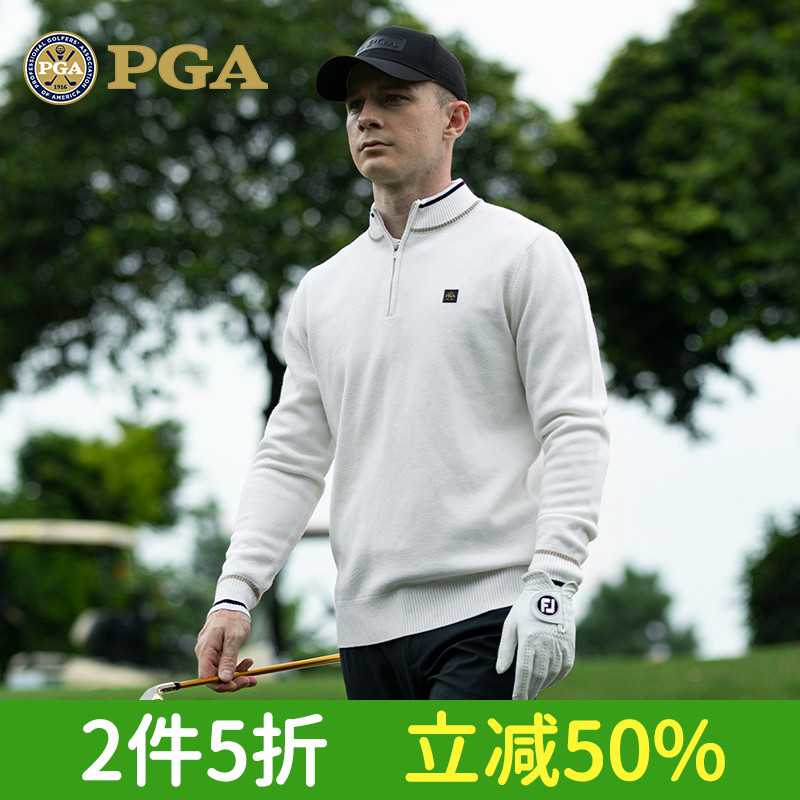 PGA高尔夫毛衣男士加厚绵羊毛