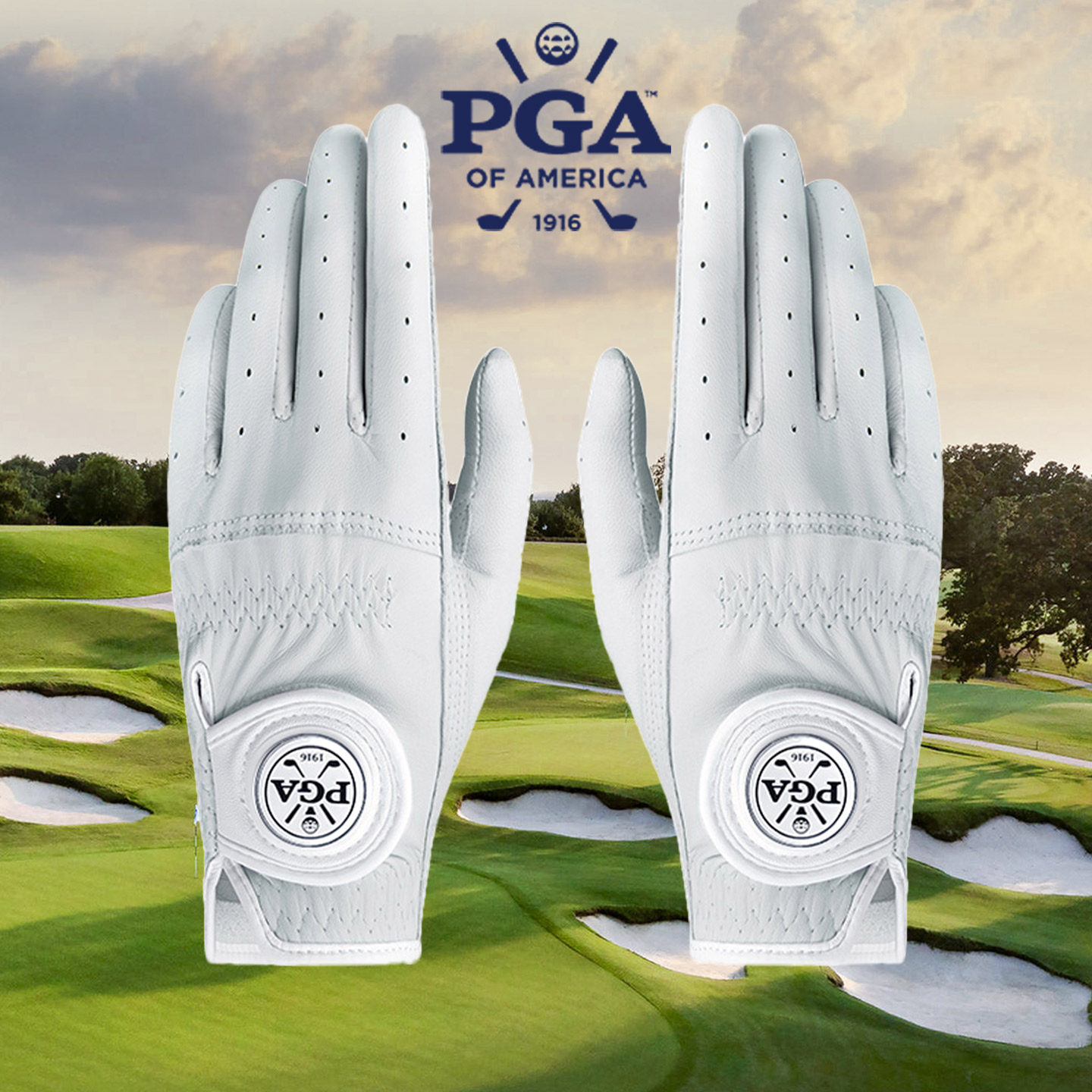 美国PGA 高尔夫手套女 全羊皮真皮手套 可拆卸马克 1双/两只