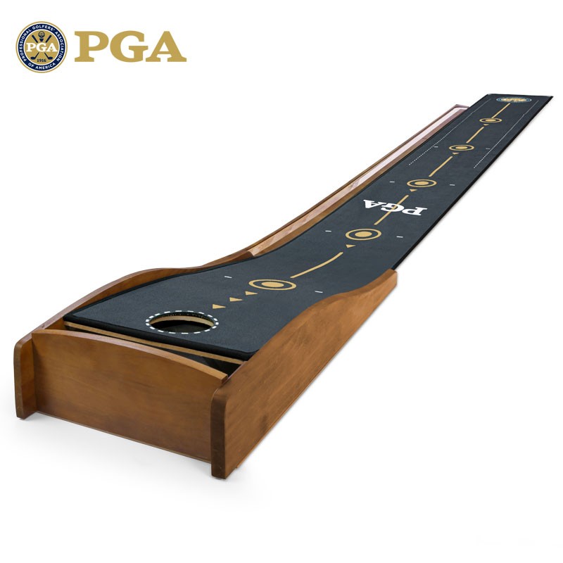 美国PGA 室内高尔夫实木推杆练习器办公室/家庭练习毯高端礼品