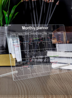 TYU309 跨境桌面摆件记事板日历计划表可擦写透明2mm亚克力