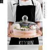 cake glass tray baking Wooden with rotating table cover