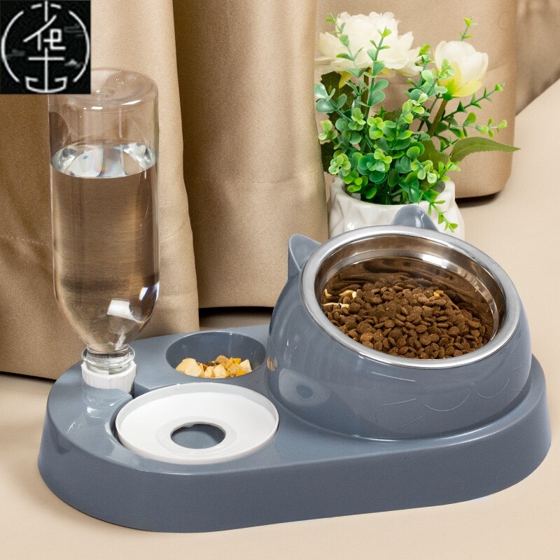 Ceramic Cat Dog Bowl Dish with Wood Stand No Spill Pet Food_虎窝淘