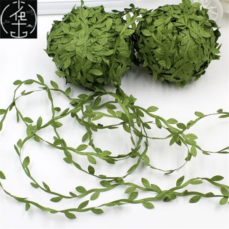 10yards Silk Leaf-Shaped Handmake Artificial Green Leaves