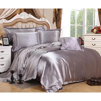 satin silk 4 piece Student Bed sheets set quilt duvet cover