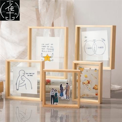 Corkboard photo wall solid wood frame blackboard pine office