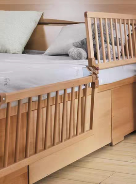 beech wood baby bed rail bed guard folding bedside guardrail