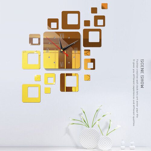 *Home Decor Acrylic Modern DIY Wall Clock 3D Mirror Surface