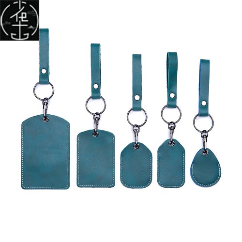 Cow Leather Card Holder Keychain Key Ring Door Lock Access T