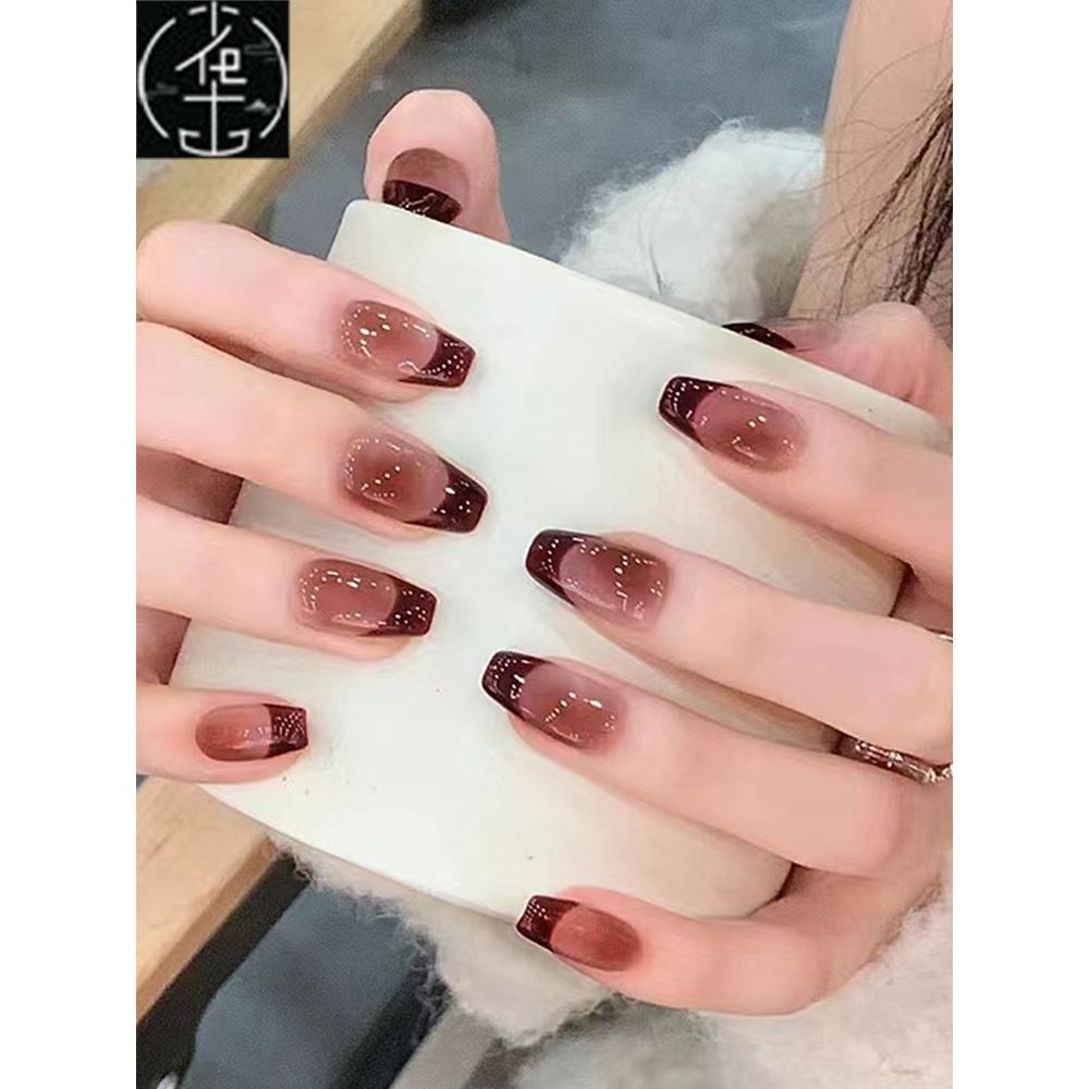 24Pcs Pink Bow Design False Nails Long Ballet Press on Nails
