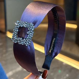 FABULOUS TIME 春日私语 紫色缎面宽版发箍枪灰色满钻头箍贵气风