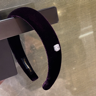 FABULOUS TIME 谬系方糖 单钻紫色长丝绒发箍贵气千金高颅顶法式