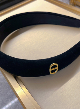 杨杨babytime 摩登气质 高端黑丝绒高颅顶金标发箍圆脸显瘦复古港