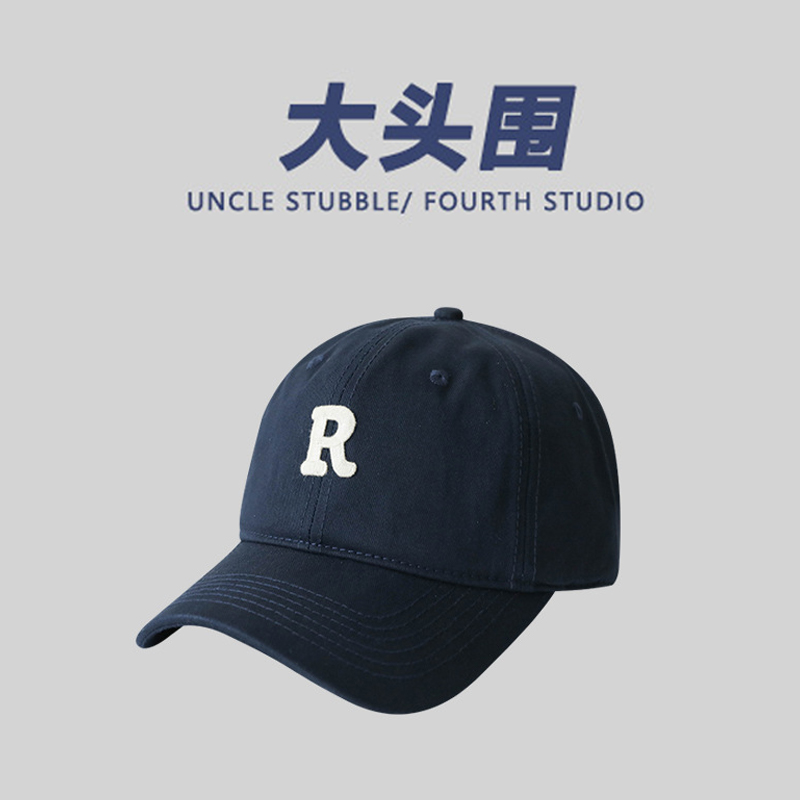 大头围R藏青色棒球帽夏款男士加大加宽百搭棕帽子男款鸭舌帽加深