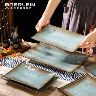 日式长方翘角菜盘商用刺身寿司摆盘仿瓷意境菜碟饭店专用密胺餐具