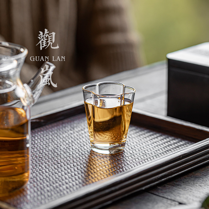 观岚小清新手工玻璃绿茶杯图片