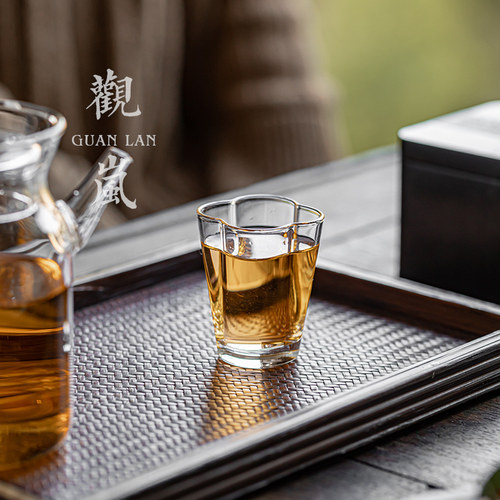 观岚小清新手工玻璃绿茶杯