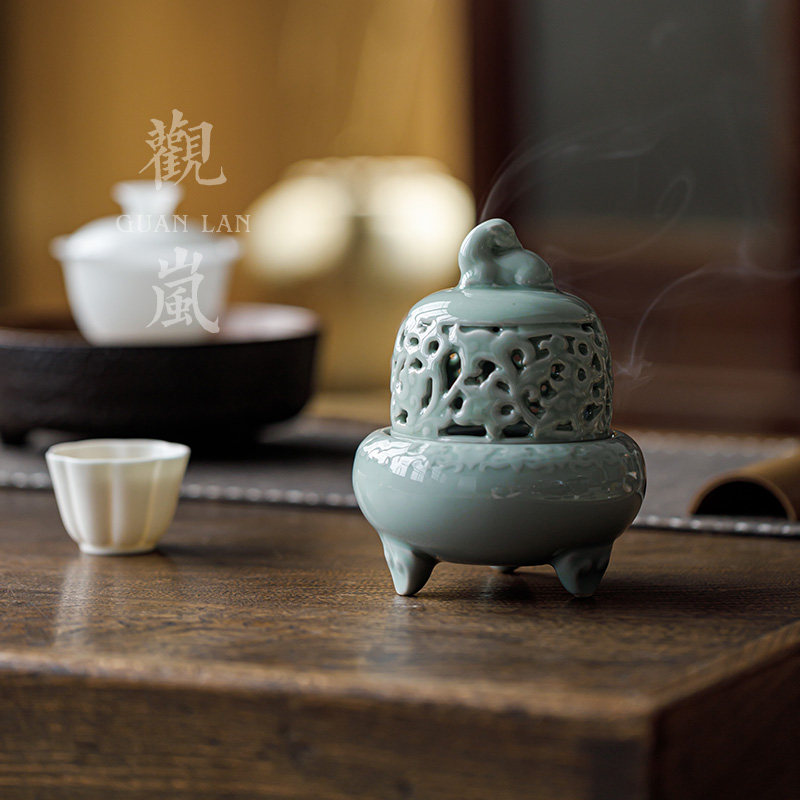 观岚陶瓷香炉青瓷香薰炉檀香沉香熏香炉室内篆香创意窑瓷茶道香道,餐饮具,茶道/香炉,淘宝优惠券,粉丝福利购,淘宝优惠卷