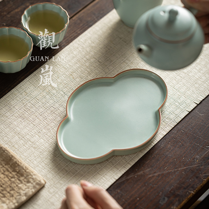观岚汝窑壶承干泡台壶托底座中式茶承可养茶壶垫茶具配件陶瓷壶垫