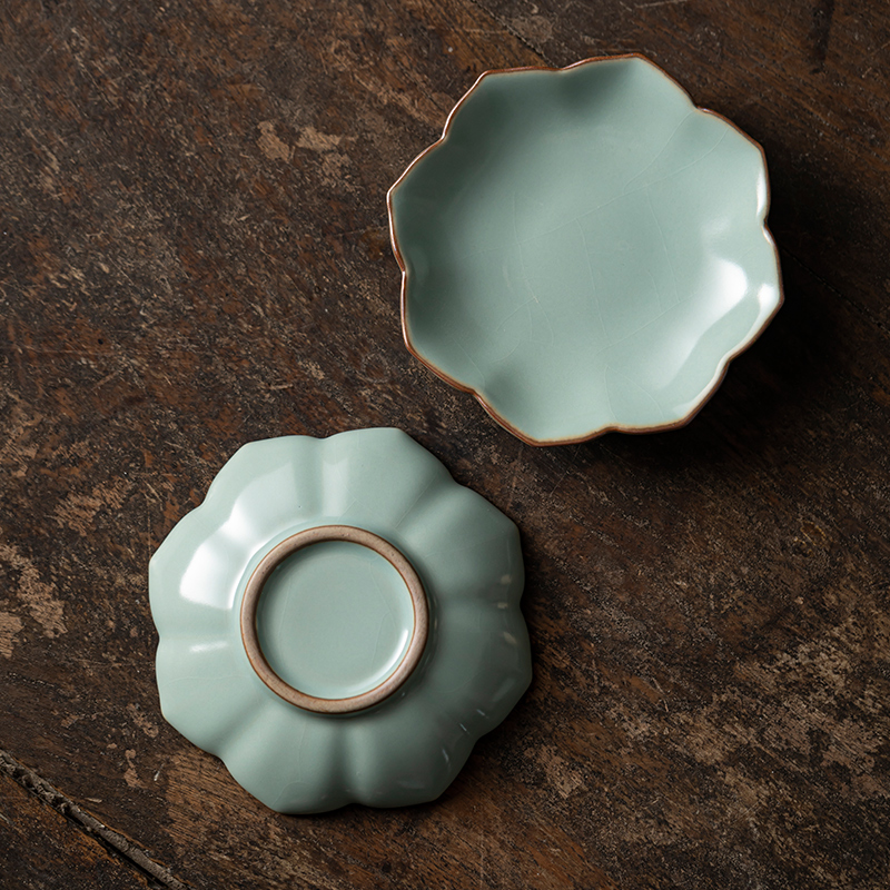 天青汝窑手工杯垫托开片