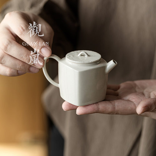 草木灰复古陶瓷茶壶草木灰茶壶