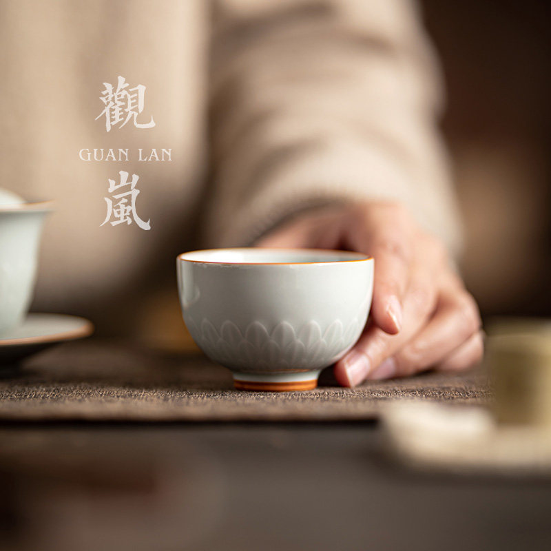 观岚莲瓣浮雕手工茶杯主人杯陶瓷家用功夫茶具个人专用品茗杯单杯,餐饮具,茶杯,淘宝优惠券,粉丝福利购,淘宝优惠卷