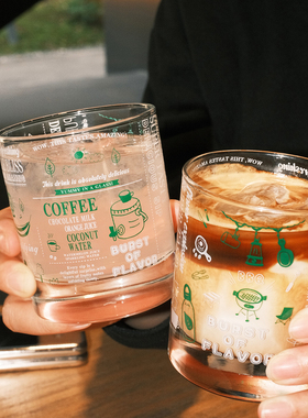 气泡招待所‘原创快乐加载杯加厚玻璃杯咖啡杯酒杯果汁饮料杯子