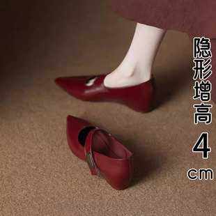 MK&D尖头浅口玛丽珍女鞋2025新款婚鞋红色潮流晚晚风配裙子单鞋