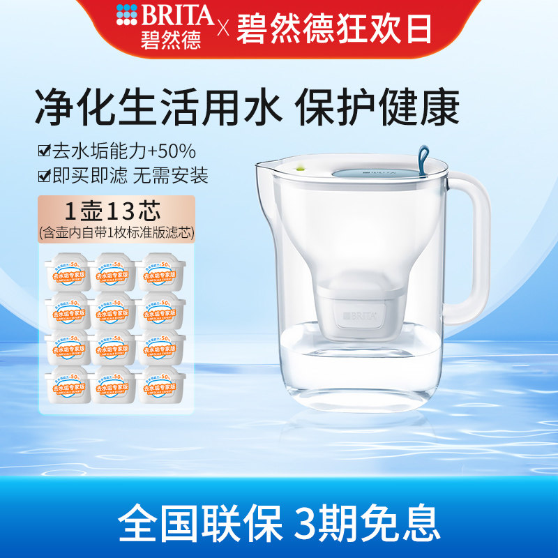 BRITA碧然德滤水壶家用净水器设计师系列+专家版滤芯到手1壶13芯