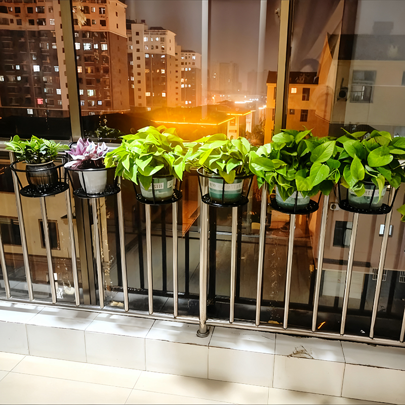 北欧室内铁艺花架栏杆客厅阳台落地式简约绿萝花盆挂架悬挂多层