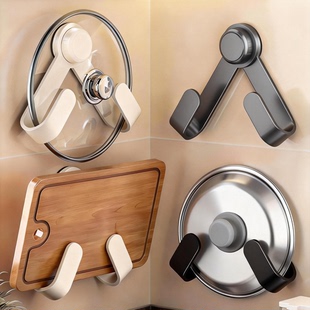 稳固吸盘家用免打孔置物架厨房炒菜锅盖架锅铲挂架砧板菜板放置器