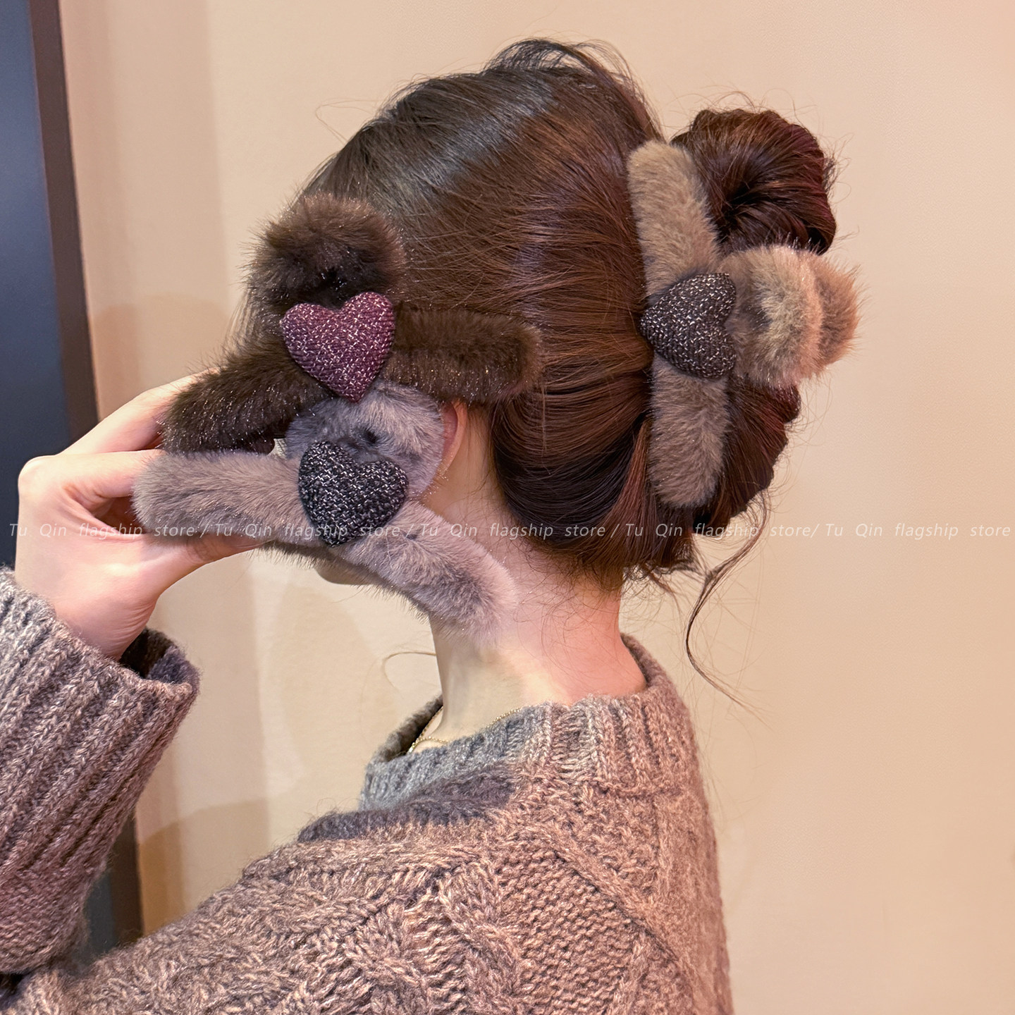 秋季新款韩国东大门毛绒爱心鲨鱼夹小众创意设计感盘发抓夹顶夹女,饰品/流行首饰/时尚饰品新,发饰,淘宝优惠券,粉丝福利购,淘宝优惠卷
