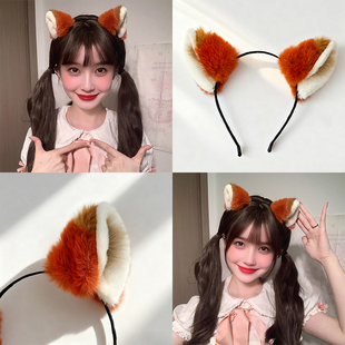 新款 尼克狐狸耳朵发箍毛绒猫耳头饰可爱COS少女漫展派对狐狸发箍